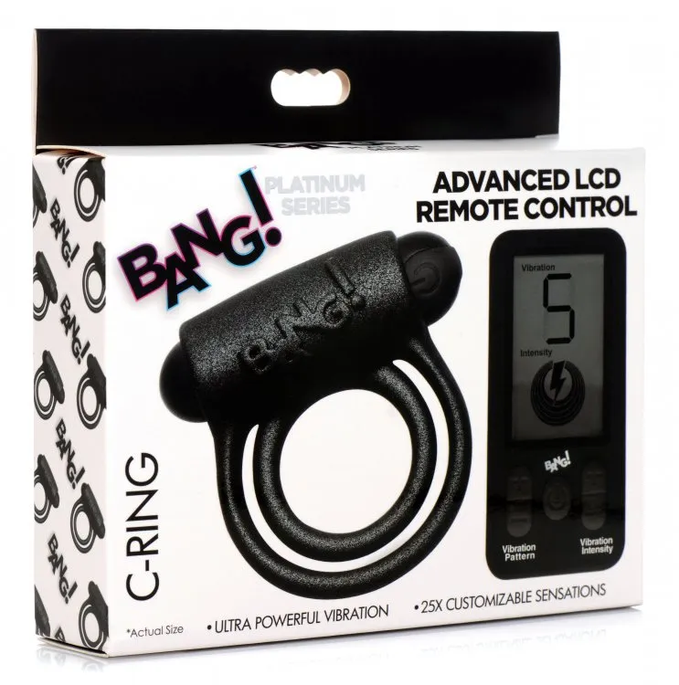 Bang! Vibrating Silicone Cock Ring w/Remote Control - Black