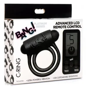 Bang! Vibrating Silicone Cock Ring w/Remote Control - Black