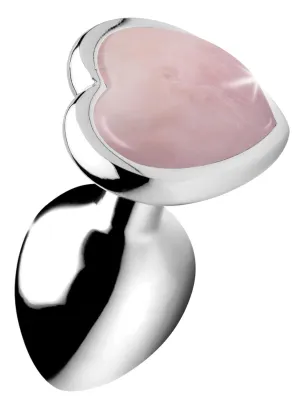 Booty Sparks Gemstones Rose Quartz Heart Anal Plug - Small
