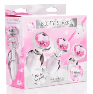 Booty Sparks Pink Gem Glass Anal Plug - Set