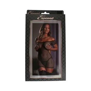Fishnet Off Shoulder Dress &gstrng Bk Sm
