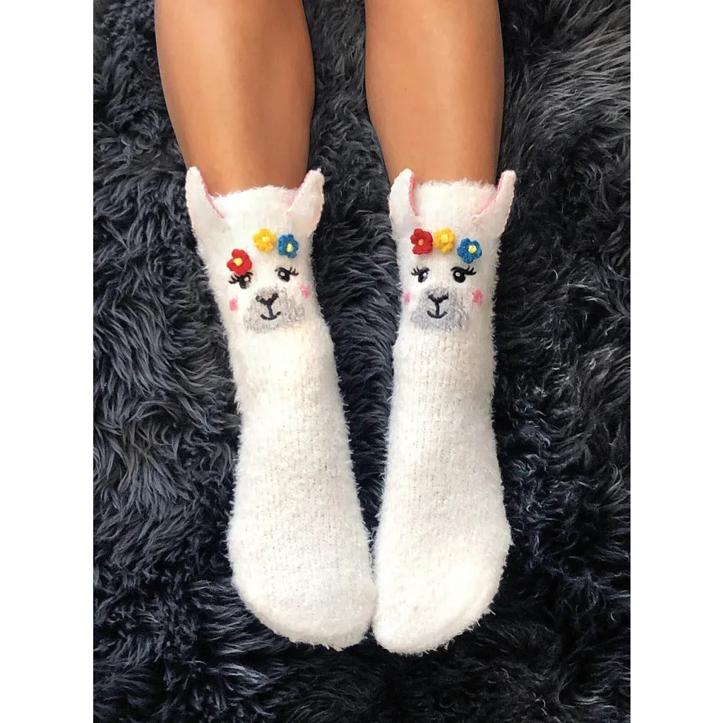 Fuzzy Llama Non-Skid Slipper