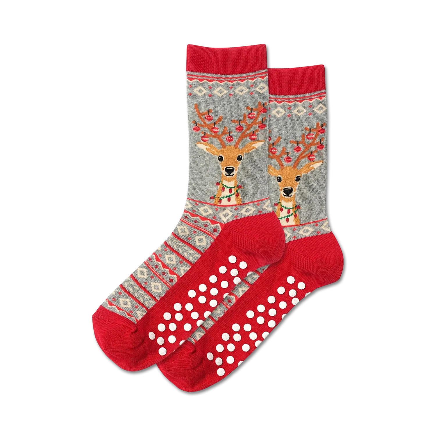Fuzzy Reindeer Non-Skid Slipper