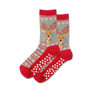 Fuzzy Reindeer Non-Skid Slipper