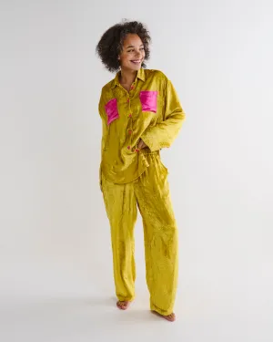 Goldie Adult Velvet Long Sleeve Shirt & Pant Pyjama Set