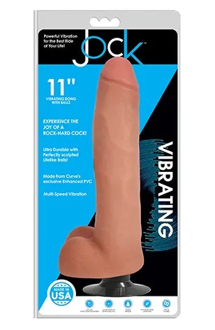 Jock 11 Vibrating Dong Balls Realistic Dildo Suction Cup Vanilla