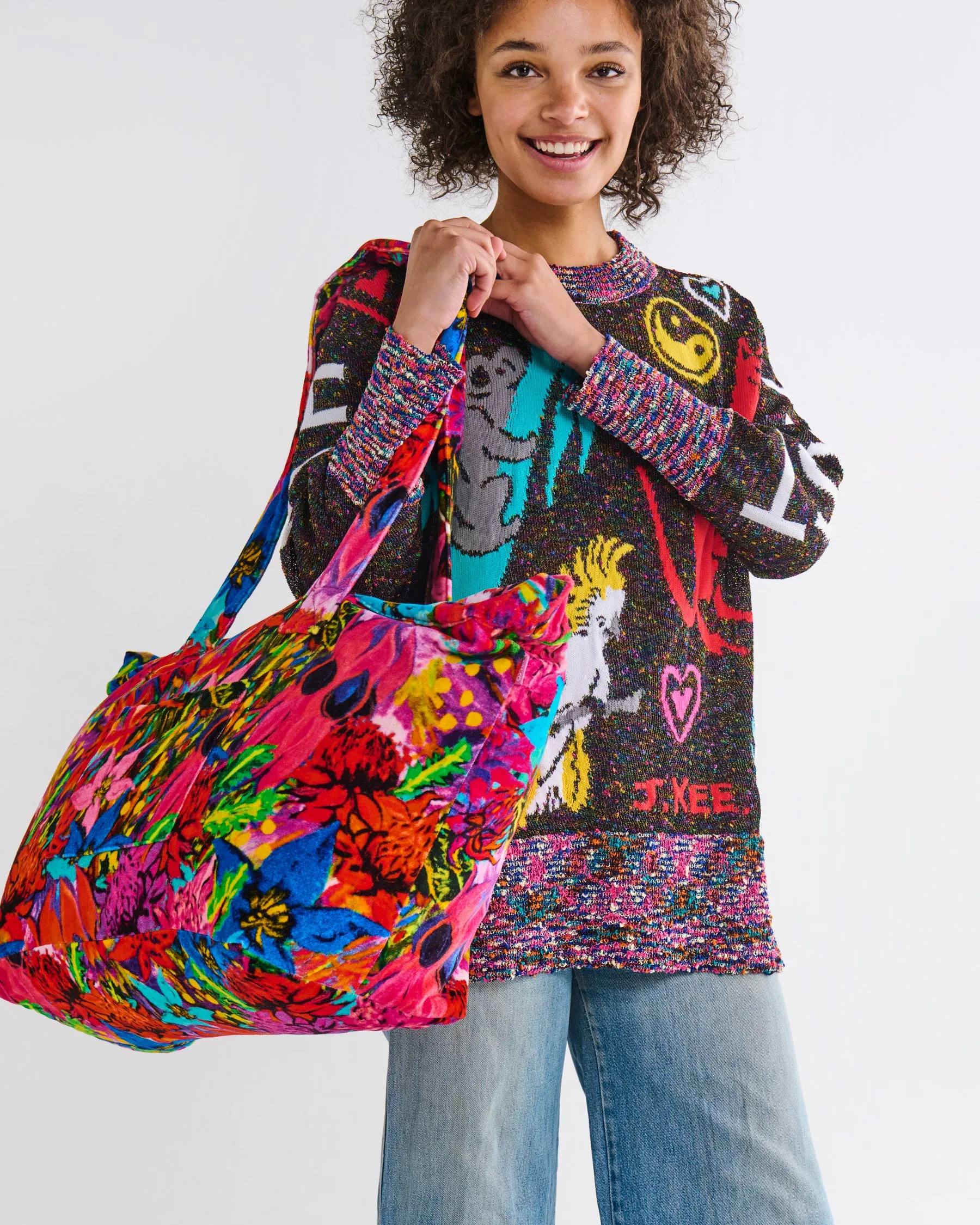 Kip&Co x Jenny Kee Growing The Peace Velvet Oversized Bag