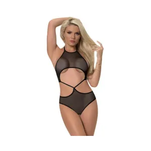 Magic Silk Forever Mesh Crotchless Underboob Teddy With Split Back Black L/xl