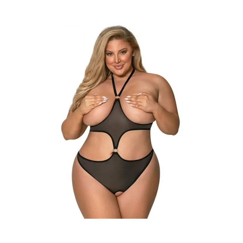 Magic Silk Sassy Cupless & Crotchless Teddy Black Queen