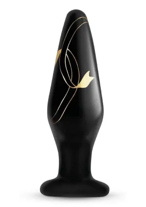 Secret Kisses 4.5' Handblown Glass Plug - Black/Gold