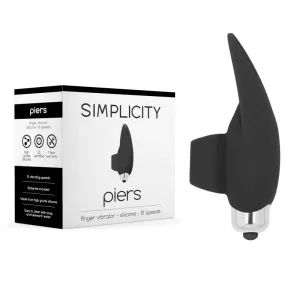 Simplicity Piers Finger Vibrator - Silicone - 10 Speed - Black